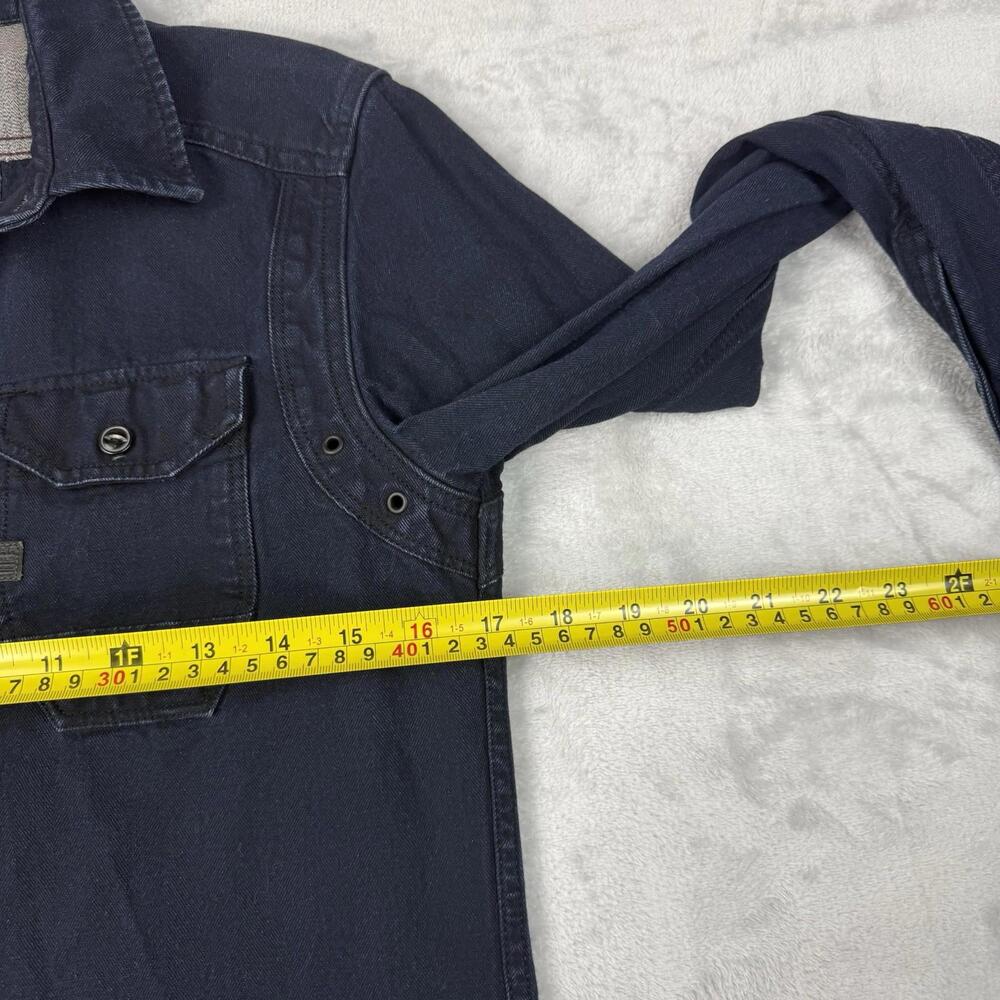 G-Star RAW Indigo Herringbone Denim Shirt Men XS Dark Wash Button Up Workwear - Picture 5 of 9